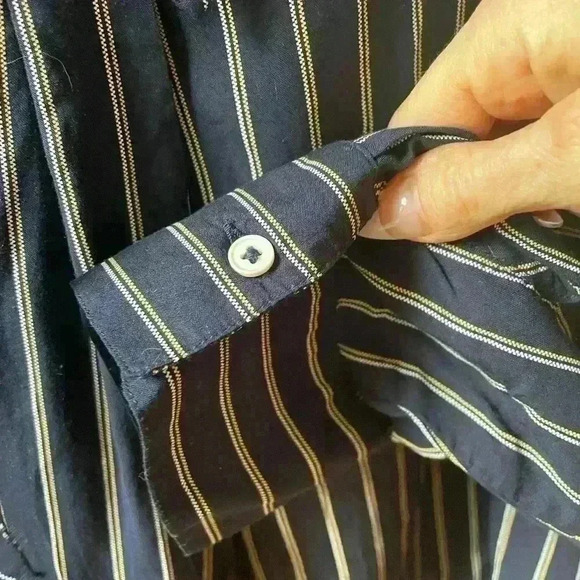 United Colors of Benetton Navy Striped Long Sleeve Blouse L - Picture 6 of 13